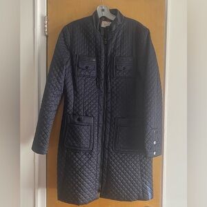 Laundry by Shelly Segal  Navy Knee Lengthth Quilted Voat Jacketet Large